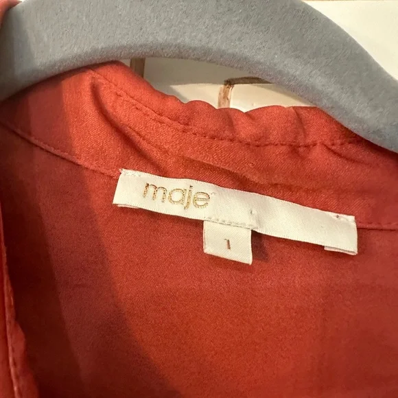 Maje REBANO Shirt dress with smocks Sz 1 (24)